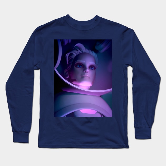 girl in space Long Sleeve T-Shirt by neon_ndust